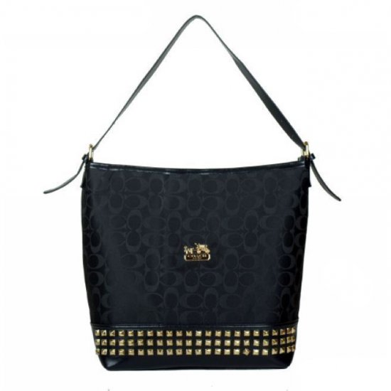 Coach Legacy Duffle In Stud Signature Medium Black Shoulder Bags BDF | Women - Click Image to Close